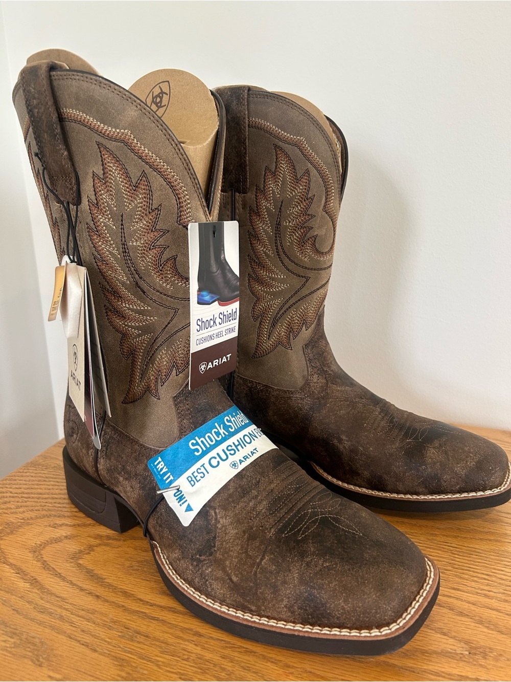 Ariat Brown Western Cowboy Boots with Shock Shield Cushioning